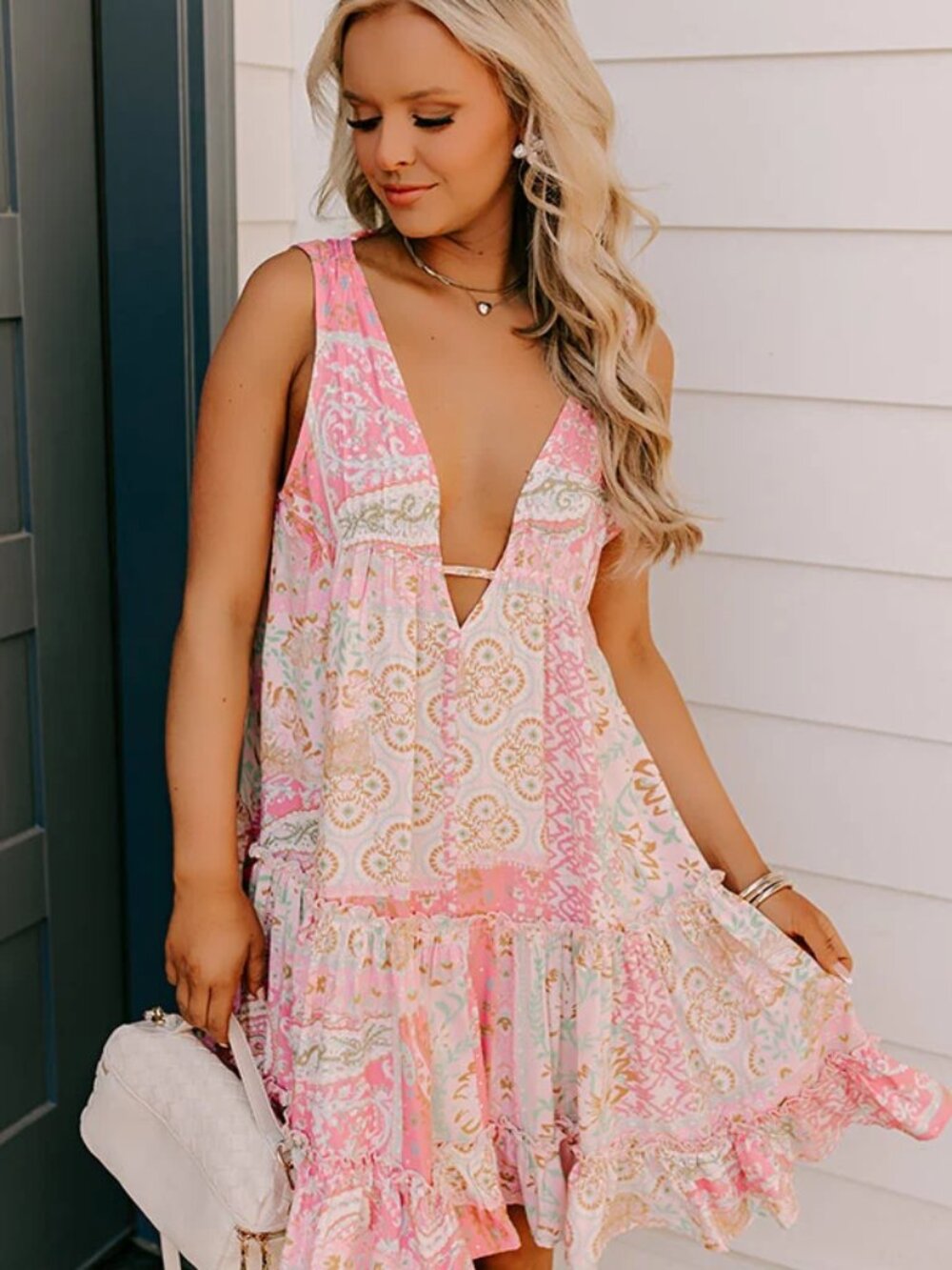 IMPRESSIONS Chic and Serene Floral Mini Dress